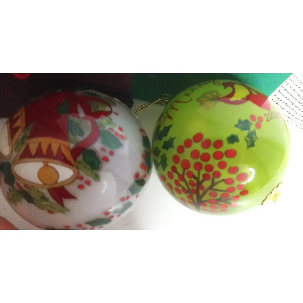 Pier 1 Li Bien 2008 Hand-Painted Christmas Ornaments Glass Ball Set with Boxes